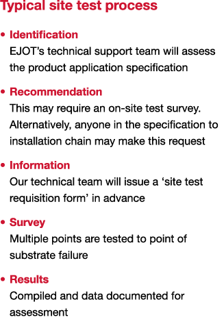 Typical site test process    Identification EJOT s technical support team will assess the product application specifi   